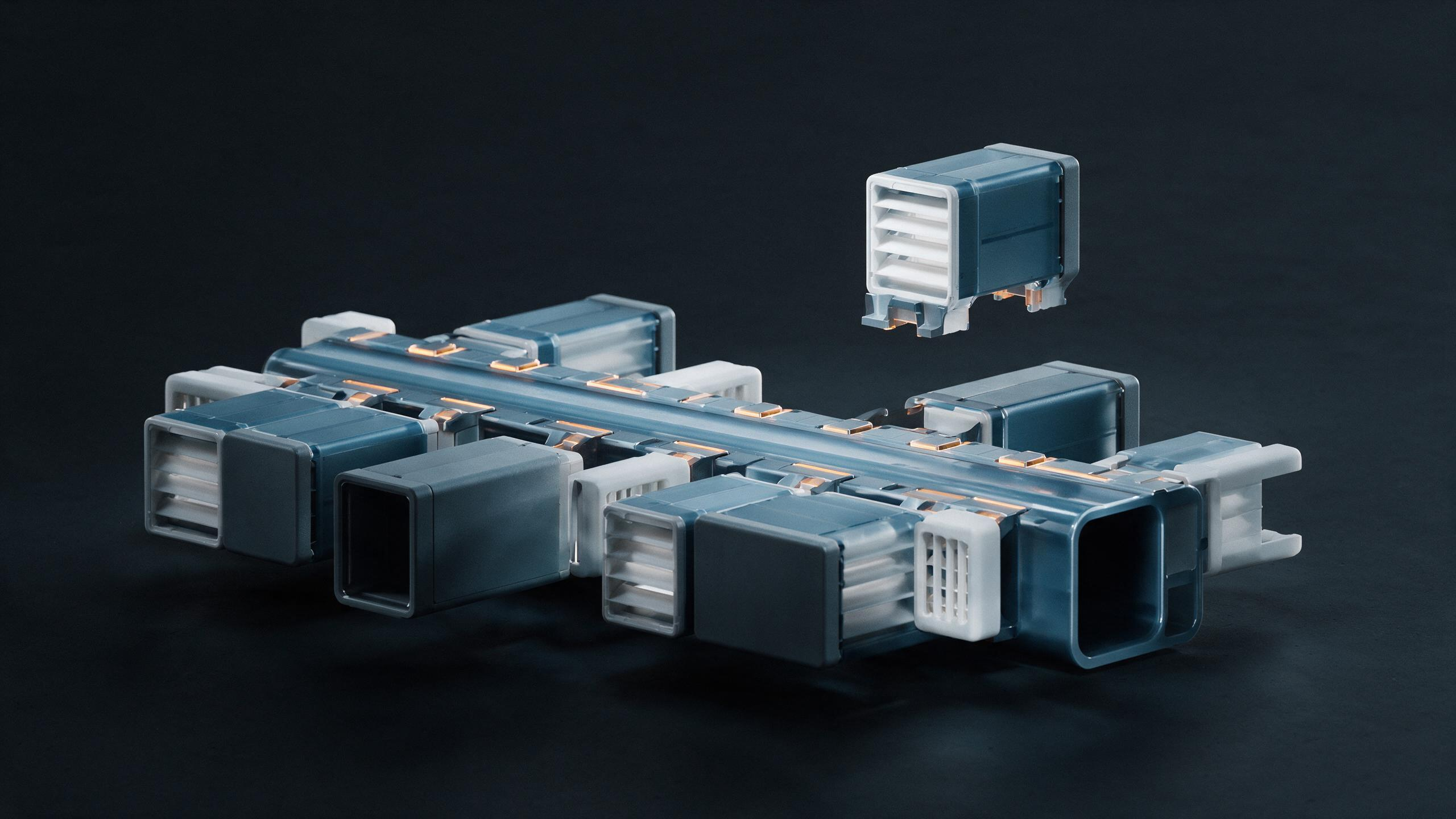 A modular structure with clearly separated components, one lifted cleanly away without disturbing the whole