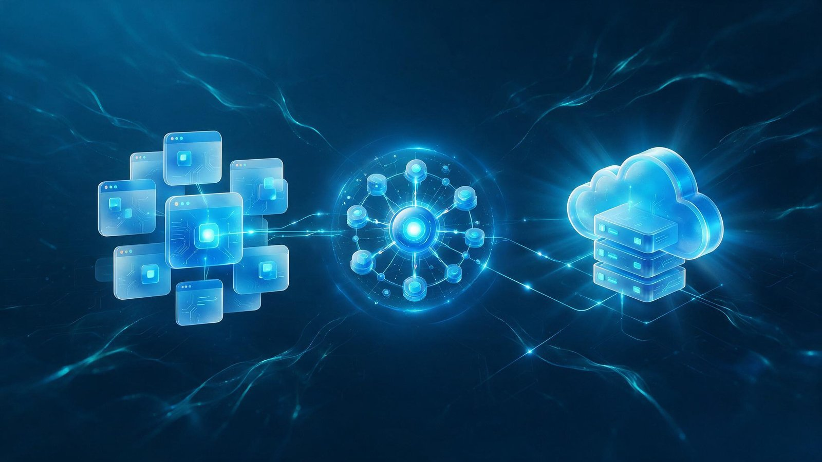 Dynamics 365, Dataverse, and Azure icons arranged into three connected conceptual layers with near real-time data flow between them