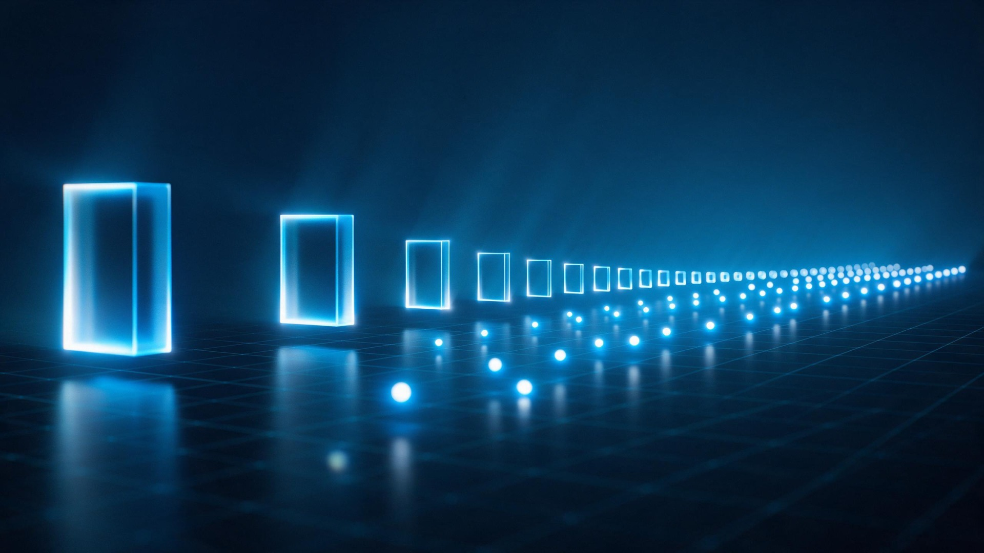 Two large batched release blocks transforming into a continuous stream of smaller evenly spaced updates